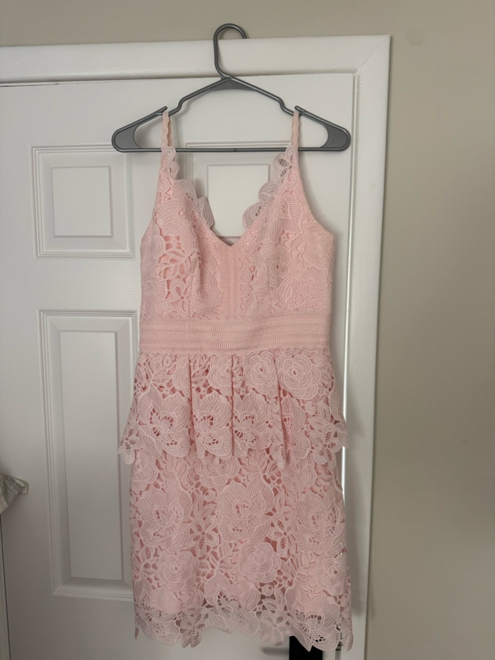 Ted Baker Blush Pink Lace Peplum Dress